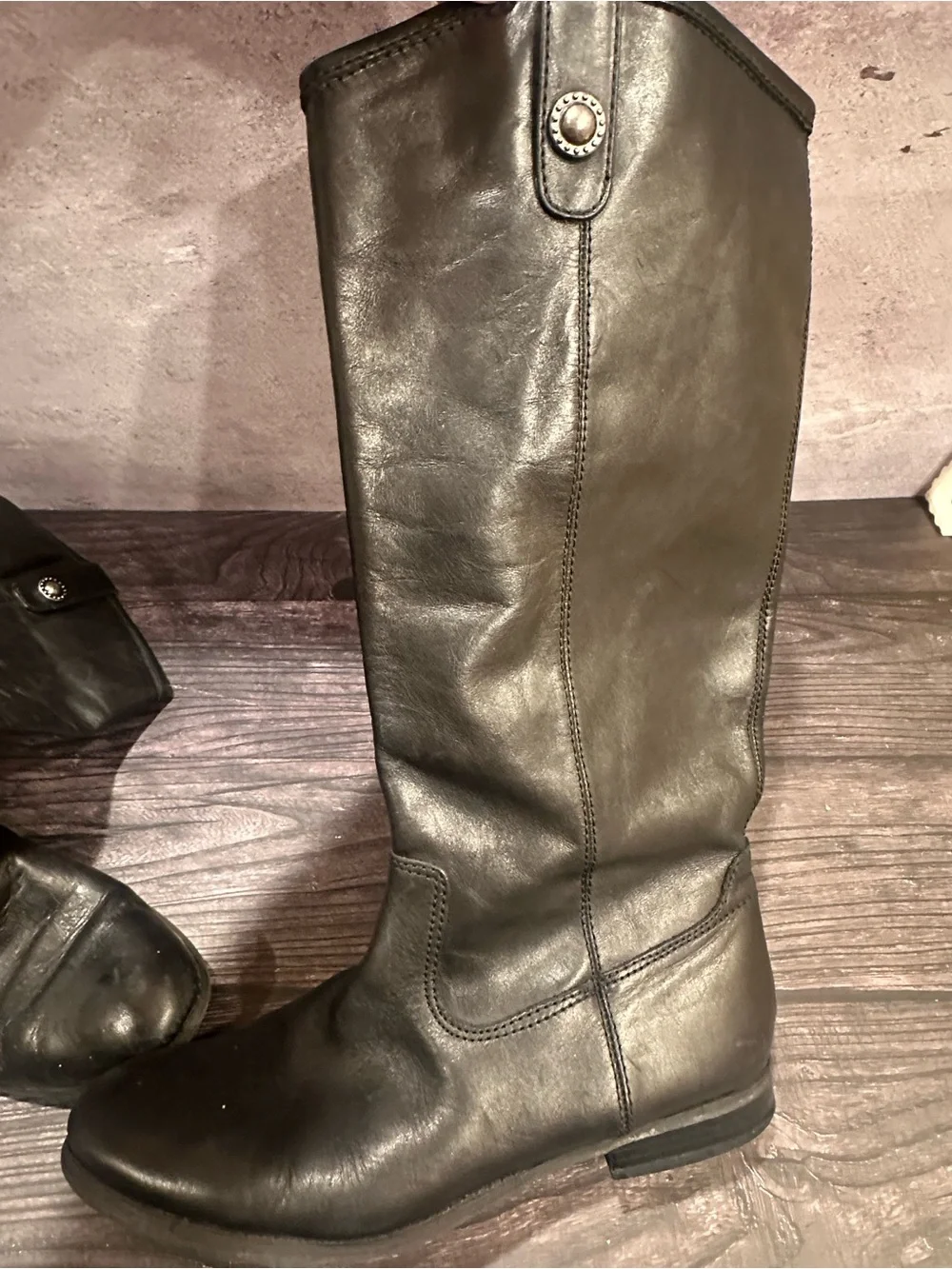 Carlos by Carlos Santana Black Lace-Up Mid-Calf Leather Boots